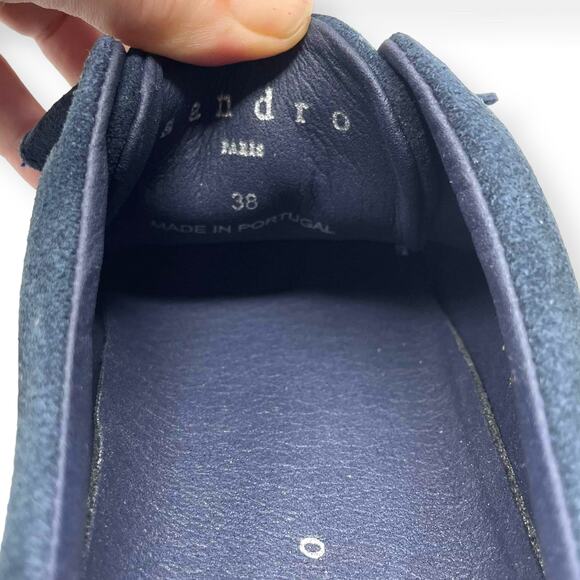 SANDRO PARIS Marine Blue Leather Suede E17 Amazing Sneakers - Picture 3 of 15